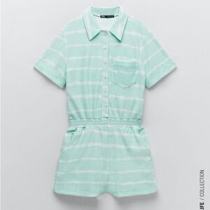 Zara Light Green Terrycloth Romper